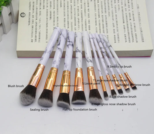 15 Marbled Design Makeup Brush Set